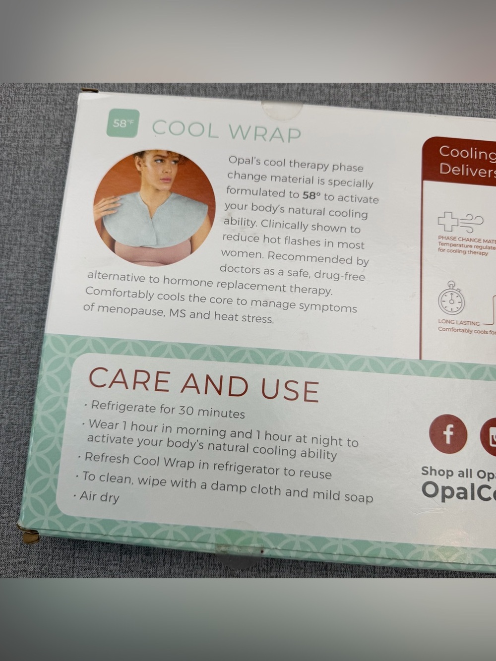 Opal Cool Wrap 58° Phase Change Cooling Wrap for Menopause & MS Relief - Picture 9 of 15